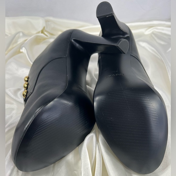 NEW w/Flaws Nine West Leather Black Brianny Bootie Boot Heel Shoe Size 11 - Picture 8 of 12